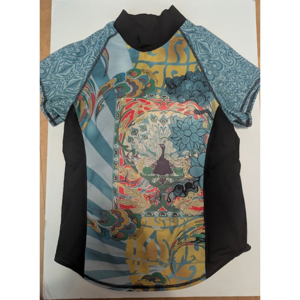 Girls Lined peacock floral Rashguard XL Swim Shirt Top Girls4Sport